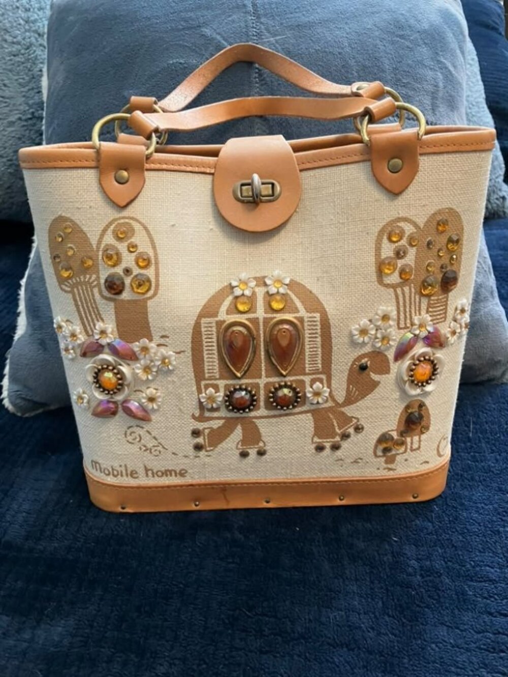 70's Vintage Collins of Texas Poki Turtle Mobile Home Enid Bag Tote Purse
